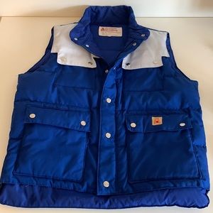 Vintage Academy Broadway men’s XL down vest.  Blue/white